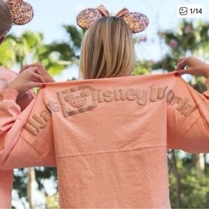 Peach and gold Disney World spirit Jersey SZ XS
